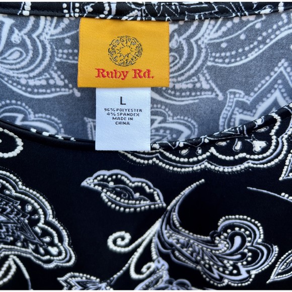 Ruby Rd Black and White Short Sleeve Dress, Size L, NWT! - Picture 4 of 5